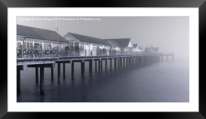 Southwold Pier vanishing into the mist Framed Mounted Print by Karen Magee