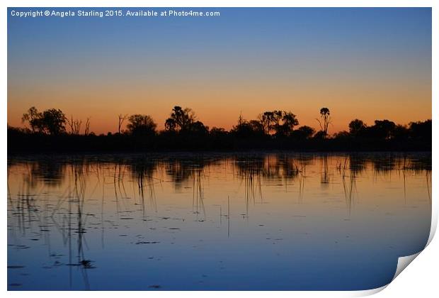  Okavago Delta Sunset. Print by Angela Starling