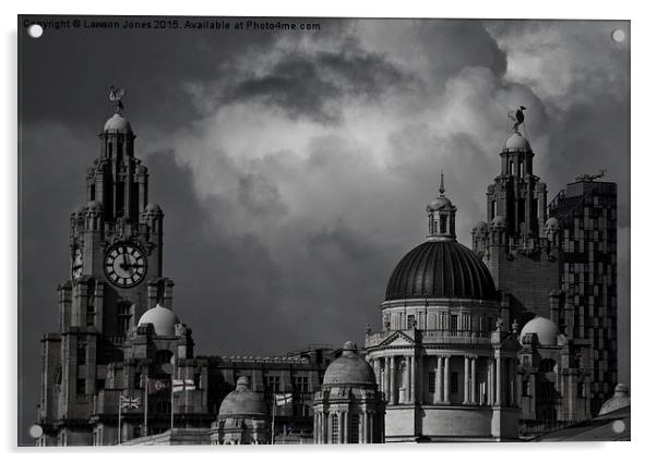  The Three Graces B&W, Liverpool Acrylic by Lawson Jones