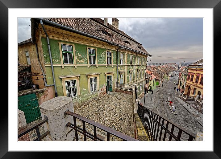 Old building near the Lies bridge Sibiu Romania Framed Mounted Print by Adrian Bud