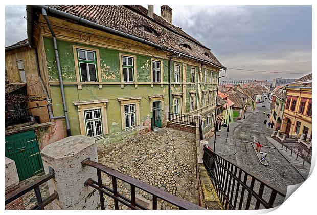 Old building near the Lies bridge Sibiu Romania Print by Adrian Bud