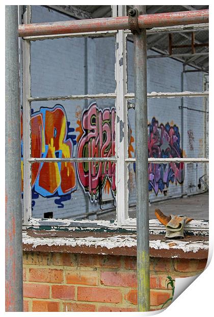  Grafitti through Window Print by Tony Murtagh
