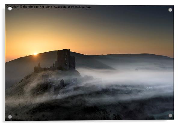 Corfe Castle through the mist  Acrylic by Sharpimage NET