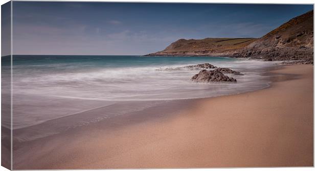  Pristine sand at Fall Bay Gower Canvas Print by Leighton Collins