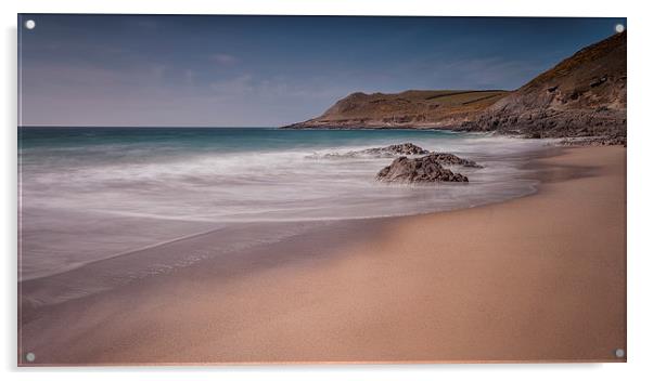  Pristine sand at Fall Bay Gower Acrylic by Leighton Collins