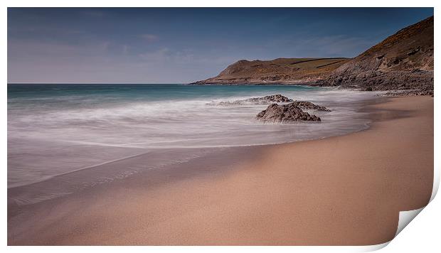  Pristine sand at Fall Bay Gower Print by Leighton Collins