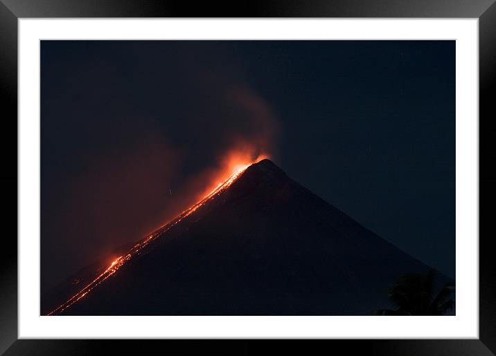 Mayon Volcano eruption at night Framed Mounted Print by Mario Angelo Bes