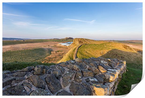 Evening Sunlight on Hadrian's Wall Print by Andy McGarry