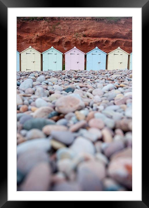  Beach Huts and Pebbles Framed Mounted Print by Helen Northcott