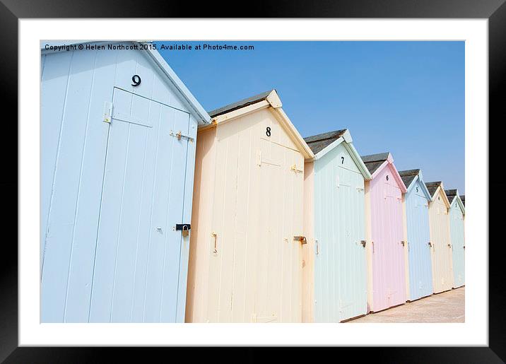  Line of Pastel Coloured Beach Huts Framed Mounted Print by Helen Northcott
