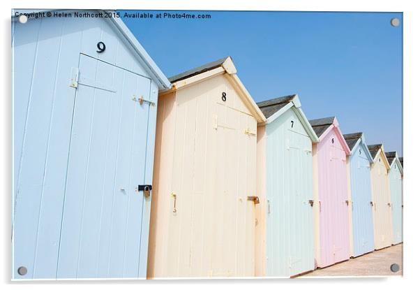  Line of Pastel Coloured Beach Huts Acrylic by Helen Northcott