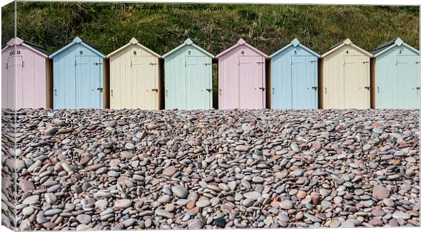  Beach Huts and Pebbles ii Canvas Print by Helen Northcott