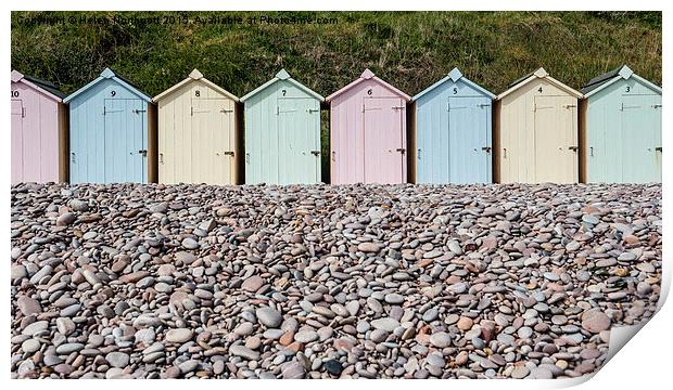  Beach Huts and Pebbles ii Print by Helen Northcott