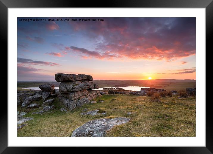 Sunset over Siblyback Lake Framed Mounted Print by Helen Hotson