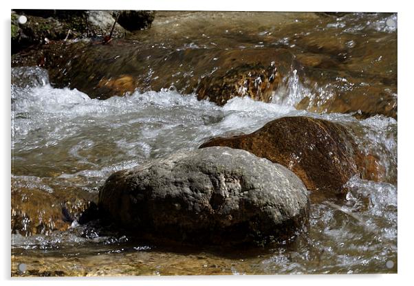 whirling water over boulders near Rasinari Acrylic by Adrian Bud