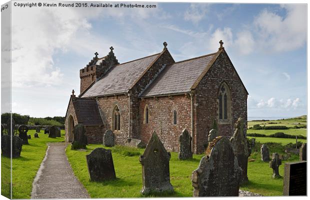  Llanmadoc Church Canvas Print by Kevin Round