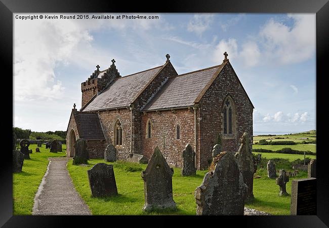  Llanmadoc Church Framed Print by Kevin Round