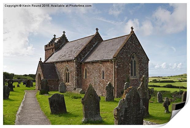  Llanmadoc Church Print by Kevin Round