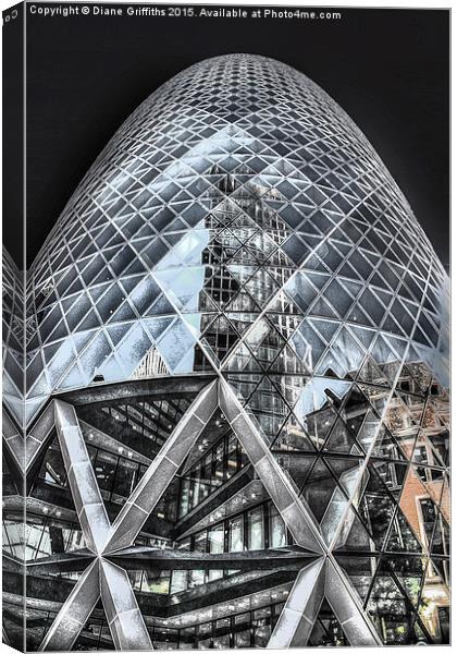 St Mary Axe The Gherkin Canvas Print by Diane Griffiths
