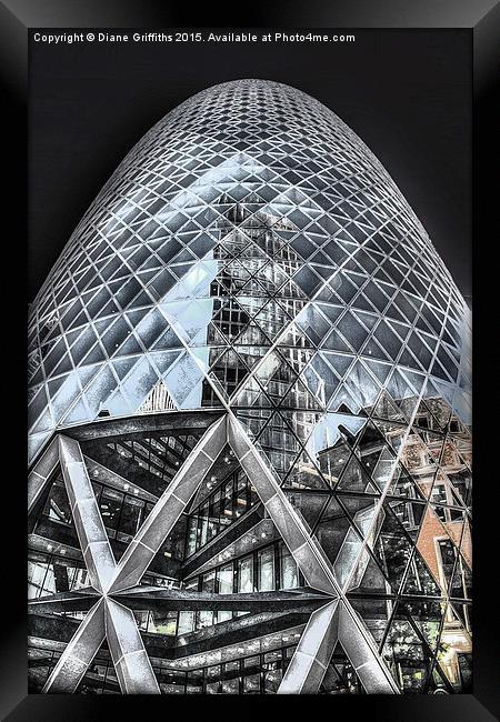 St Mary Axe The Gherkin Framed Print by Diane Griffiths