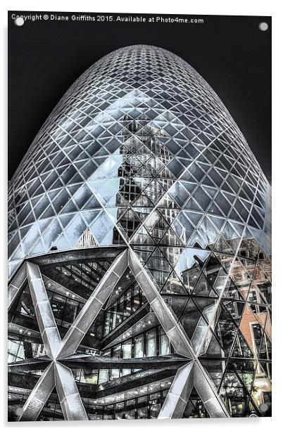 St Mary Axe The Gherkin Acrylic by Diane Griffiths