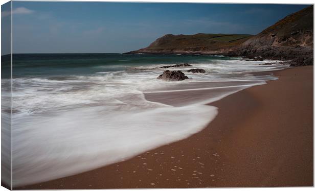  Blanket of foam at Fall Bay Canvas Print by Leighton Collins