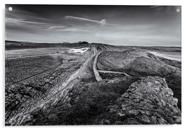  Hadrian's Wall in Black and White Acrylic by Andy McGarry