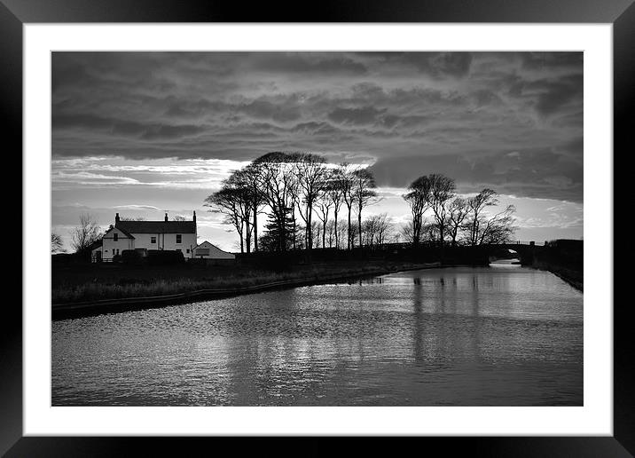 Lancaster Canal Black And White Framed Mounted Print by Gary Kenyon