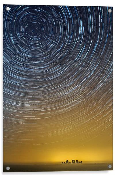  Star Trails above a misty Stonehenge Acrylic by stuart bennett