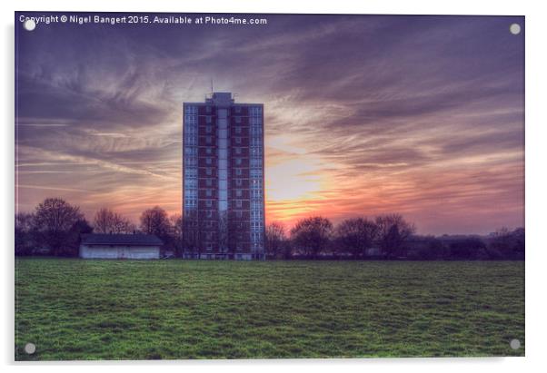  Moor Tower Sunset Acrylic by Nigel Bangert