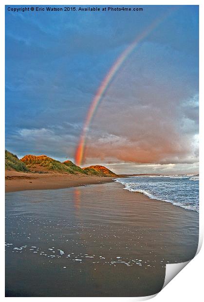  Rainbow On Beach Print by Eric Watson