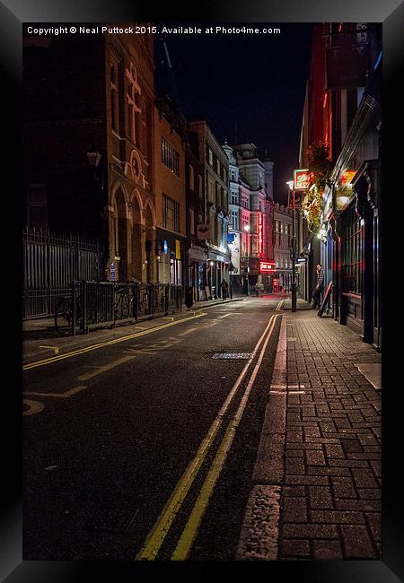  On a quiet night in Soho Framed Print by Neal P
