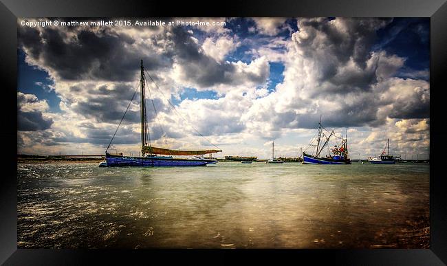  Moored Boats at West Mersea in Spring Weather Framed Print by matthew  mallett