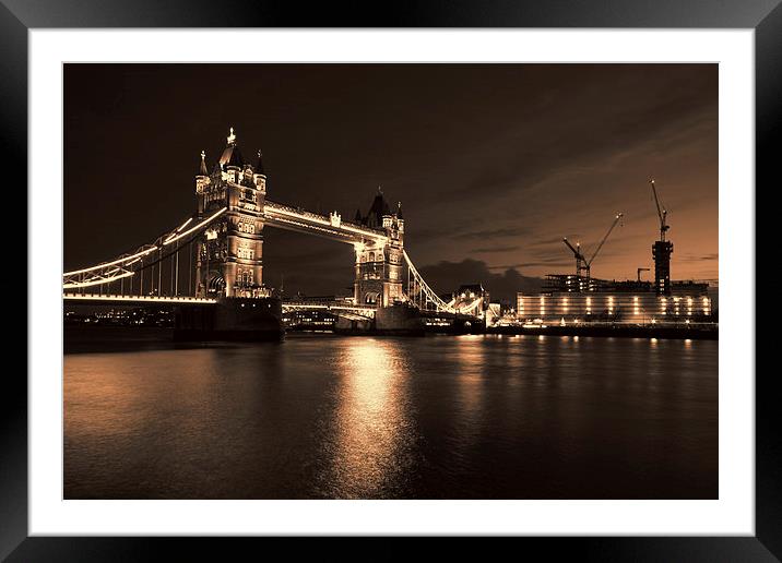  Tower Bridge Toned Framed Mounted Print by Oxon Images