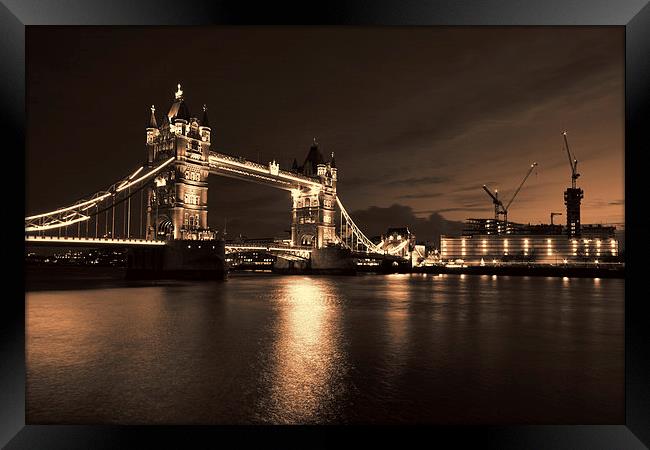  Tower Bridge Toned Framed Print by Oxon Images