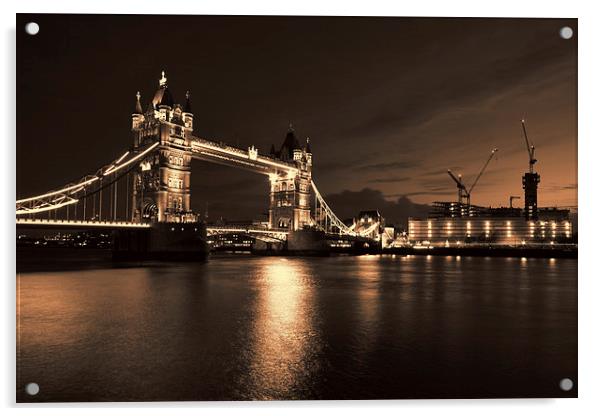  Tower Bridge Toned Acrylic by Oxon Images