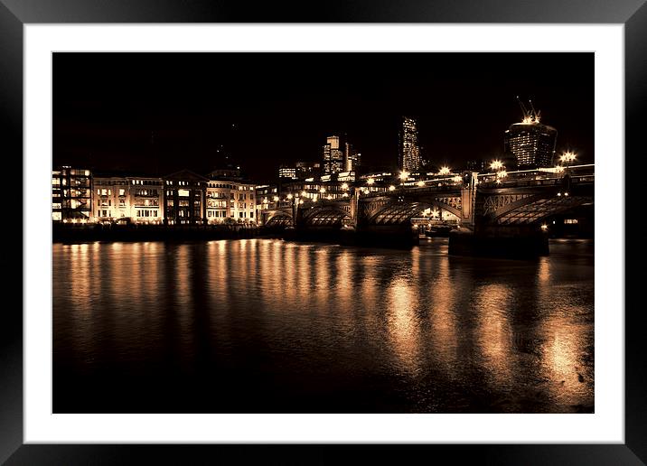 London Bridge toned Framed Mounted Print by Oxon Images