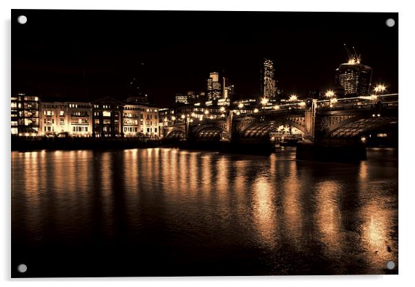 London Bridge toned Acrylic by Oxon Images