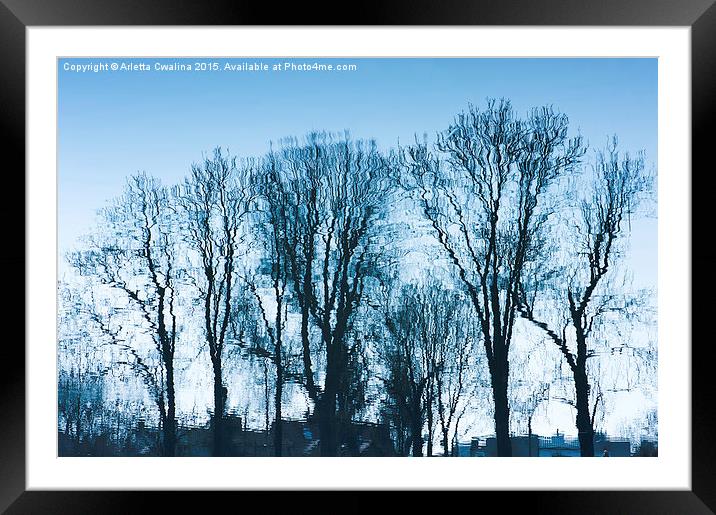 Blue trees sadness Framed Mounted Print by Arletta Cwalina