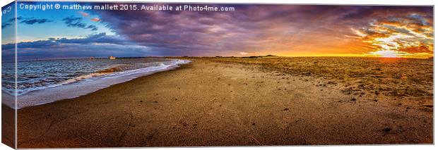  Panoramic Martello Beach at Sunset Canvas Print by matthew  mallett