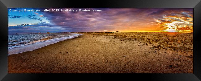  Panoramic Martello Beach at Sunset Framed Print by matthew  mallett