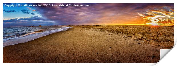 Panoramic Martello Beach at Sunset Print by matthew  mallett