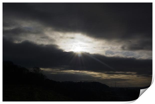 Sun Breaking Through the Clouds Print by David Moate
