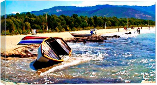 Overturned fishing boats  Canvas Print by ken biggs