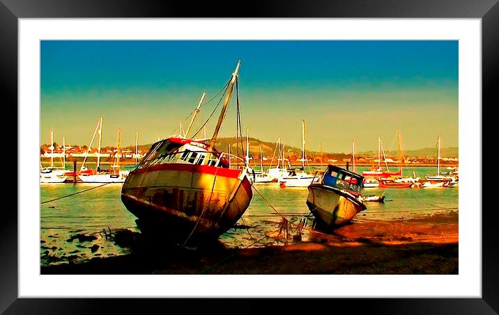 Fishing boats at low tide  Framed Mounted Print by ken biggs