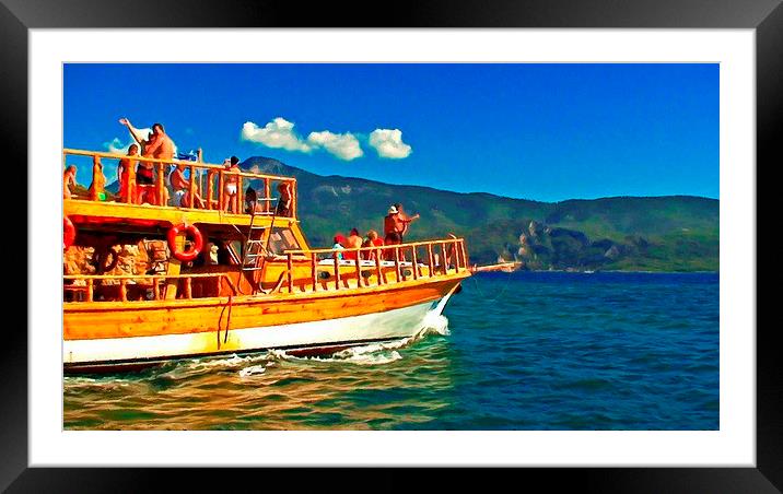 A daily cruise boat in Turkey  Framed Mounted Print by ken biggs