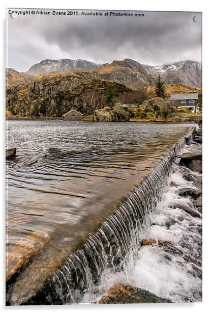 Llyn Ogwen Weir Snowdonia  Acrylic by Adrian Evans
