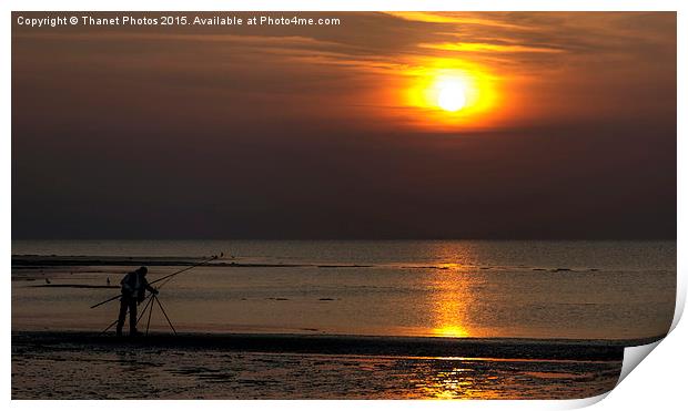  Sunset fishing Print by Thanet Photos