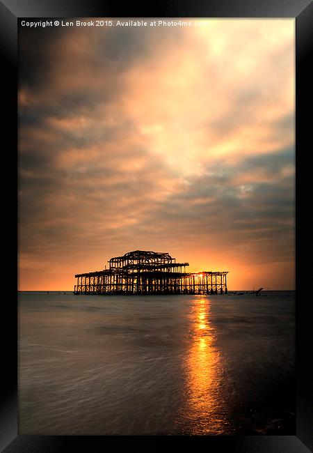  Brighton Pier Sunset Framed Print by Len Brook