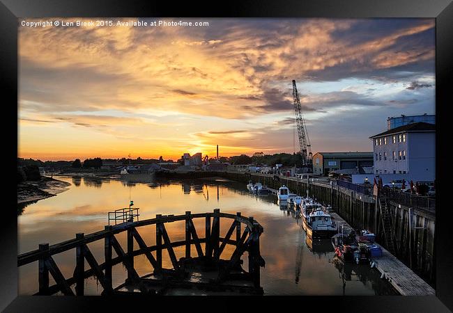  Littlehampton Sunset over the Arun River Framed Print by Len Brook